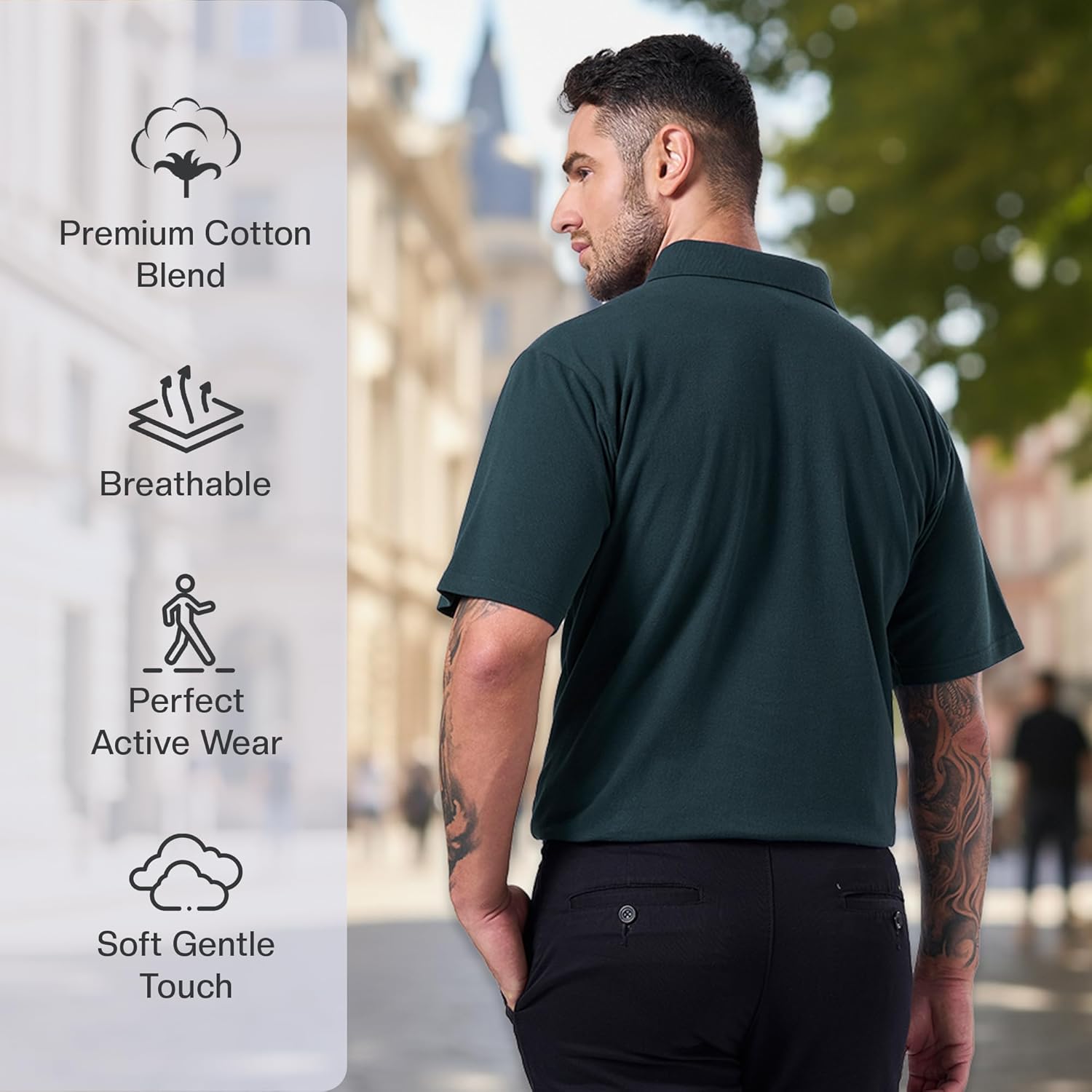 Cotton King Polo Shirts for Men - Mens Polo Shirts Short Sleeve Button Up - Regulat Fit, Pique Summer Tshirt - S to 3XL - Image 3