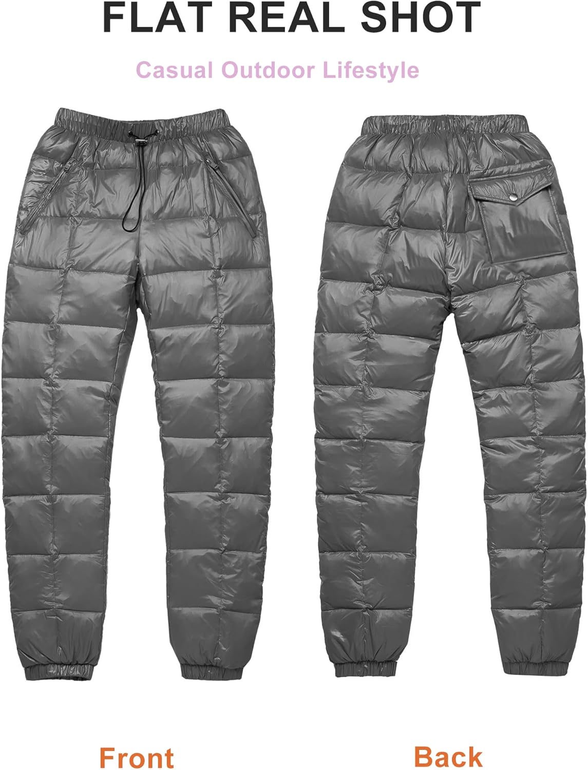 Flygo Womens Snow Pants Packable Winter Waterproof Windproof Outdoor Ultralight Warm Down Ski Pants Trousers - Image 5