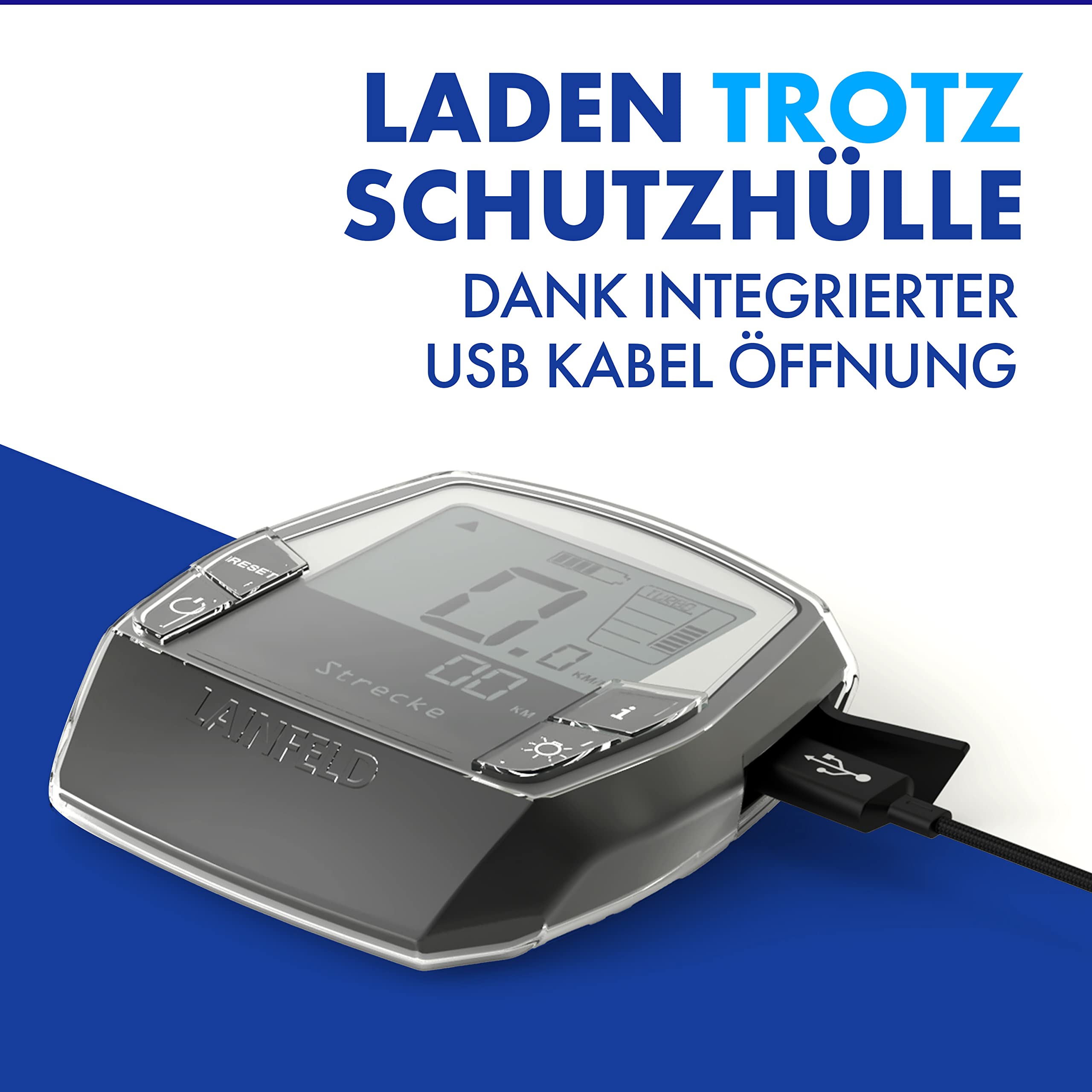 LAINFELD Ochrona wyświetlacza do Bosch Intuvia | krystalicznie czysta ochrona wyświetlacza | w zestawie twarda obudowa ochronna | pokrowiec ochronny na rower elektryczny przed wodą i zarysowaniami
