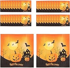 WUSJCOF Happy Halloween napkins, 40 pieces, Theme Party Decorations: Skeleton, Ghost, Pumpkin, The Witch, Halloween Paper Napkin, Halloween Table Decoration (33 x 33 cm) (Orange)