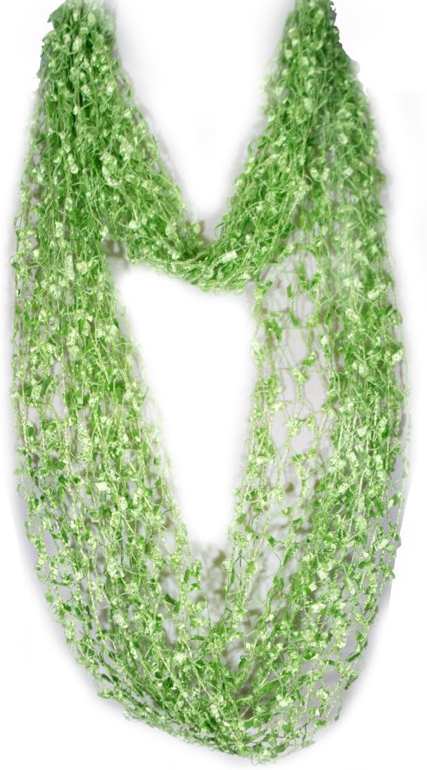 Confetti Net Lace Scarf, summer scarf, lace scarf, skinny scarf, shawl (Green)