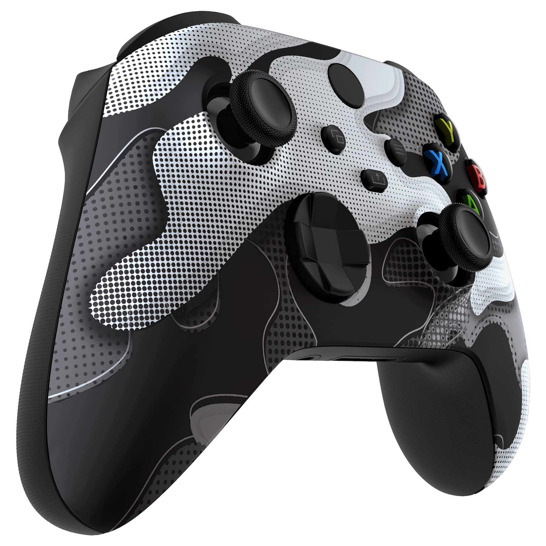 eXtremeRate Coque de Remplacement pour Xbox Séries X/S, Coque Avant Customisée pour Xbox Séries X/S Manette, Camouflage Blanc Noir