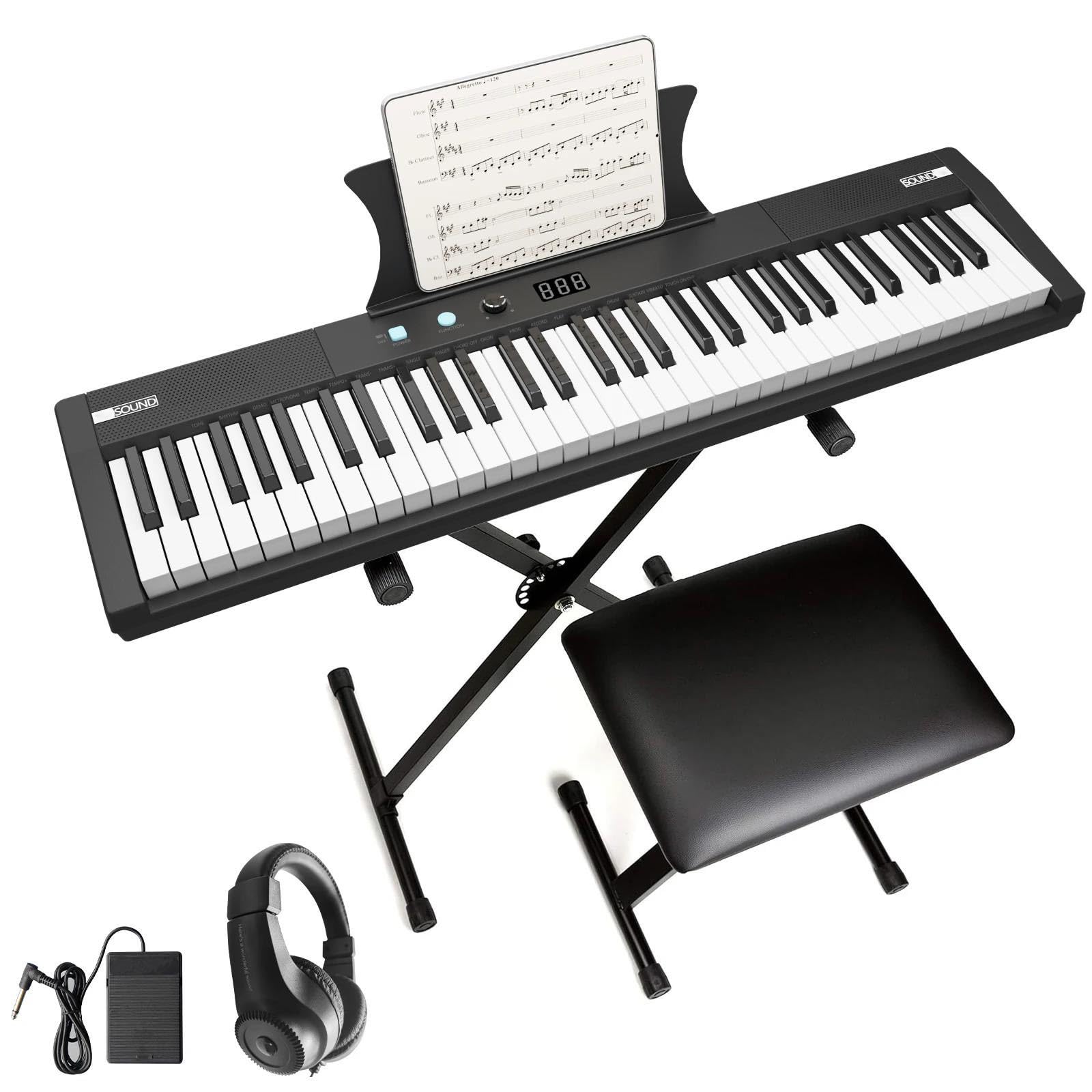 Pianino Elektroniczne 61 Klawiszowa Przenośna Klawiatura Fortepianu Elektrycznego Półważona Z Wbudowanymi Głośnikami(61 Key Set)