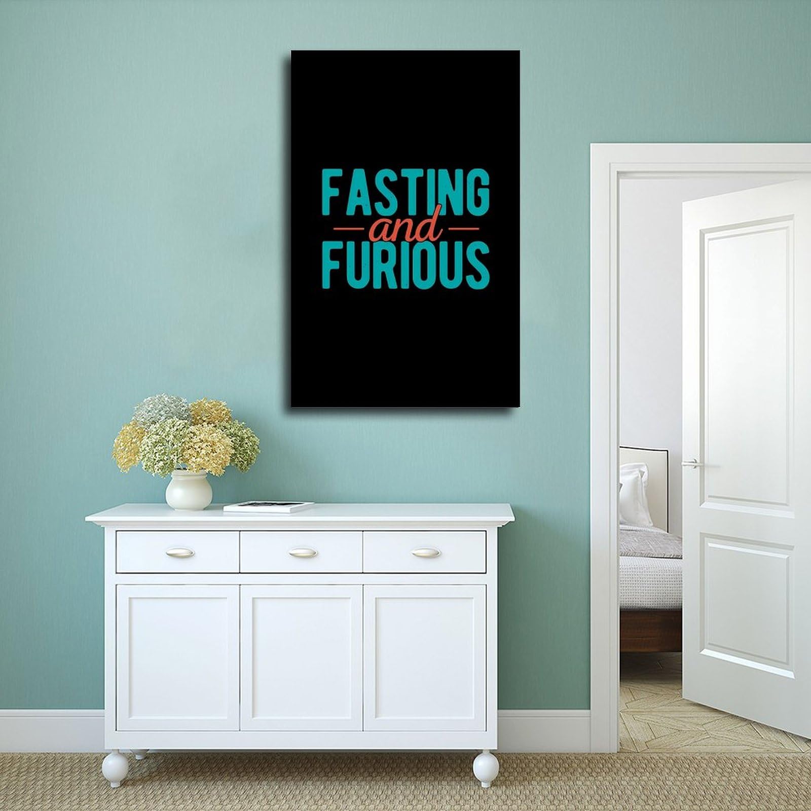 Lustiges Leinwandposter mit Intermittierendem Fasten, Wandkunst, Dekordruck, Bild Gemälde für Wohnzimmer, Schlafzimmer, Dekoration, Rahmen: 50 x 75 cm