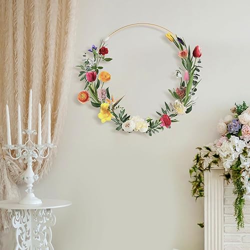 Miniatura 7 de DB Dorvey Beauty 20 centros de mesa de aro floral de metal de 12 pulgadas con soporte, aros de metal para manualidades, centro de mesa redondo con