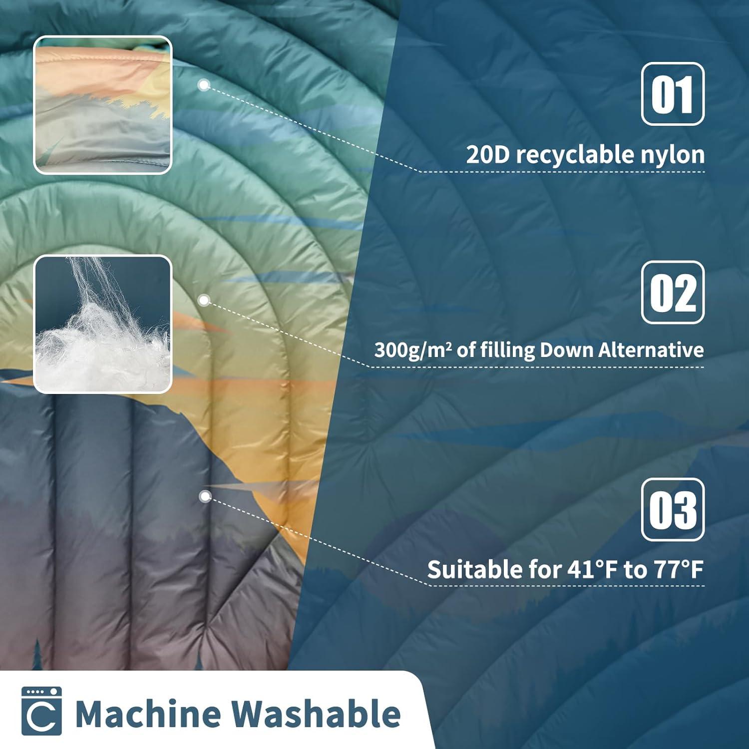 Camping Blanket,Lightweight Puffy Printed Camping Blanket Packable Outdoor Blanket for Camping,Traveling, Stadium, Hiking, Picnics - Image 4