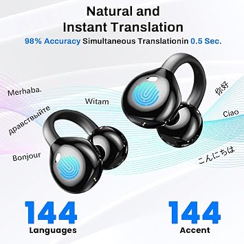 AI Translation Earbuds Real Time 144 Language Translation Headphones, Online Wireless Language Translator Earbuds 3-in-1 Translating Device with APP for Travel Business Learning