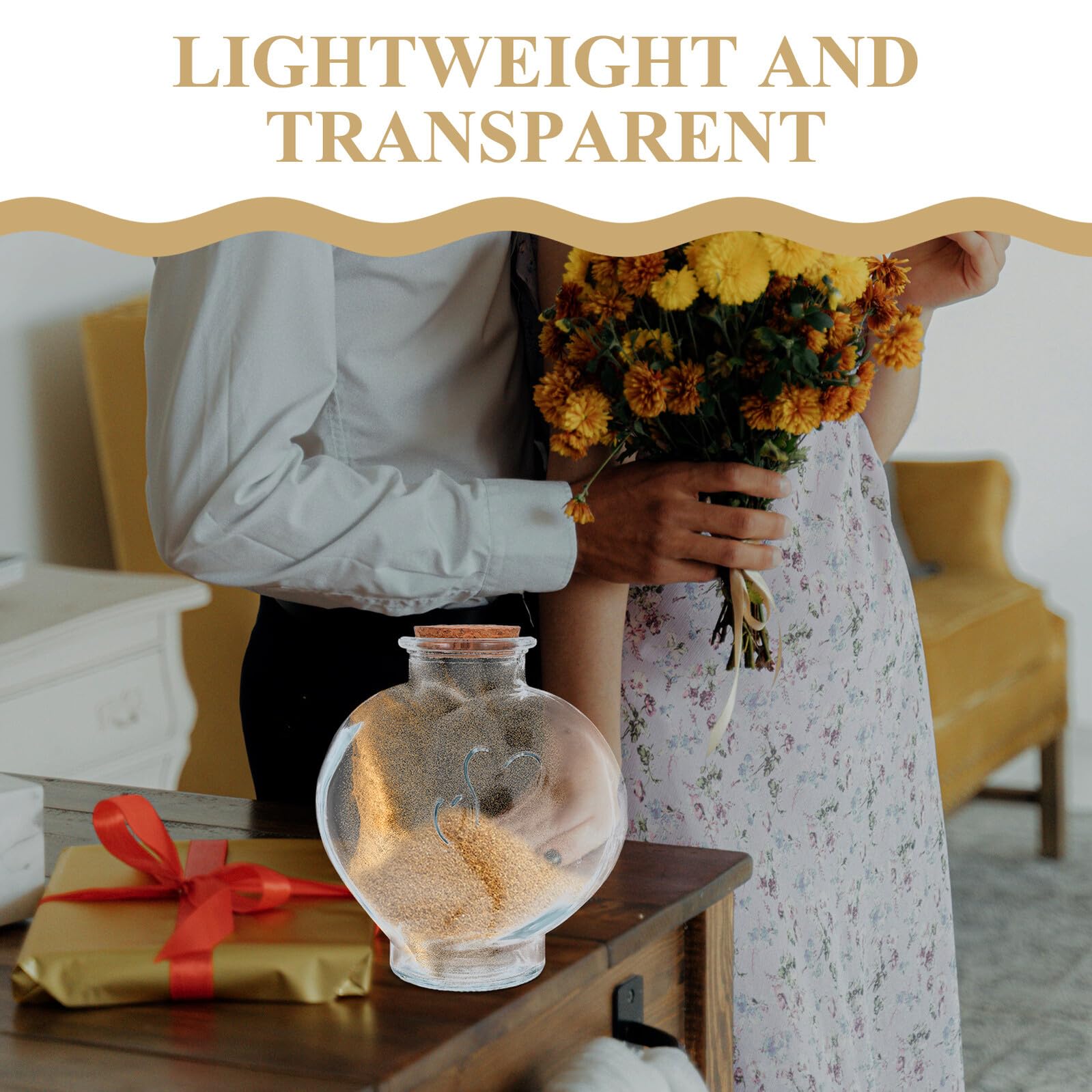 3 Stück Glasflaschen mit Korken Herzform und Kleines Fläschchen aus Glas für Sandzeremonie Hochzeit Deko Erinnerungsbehälter