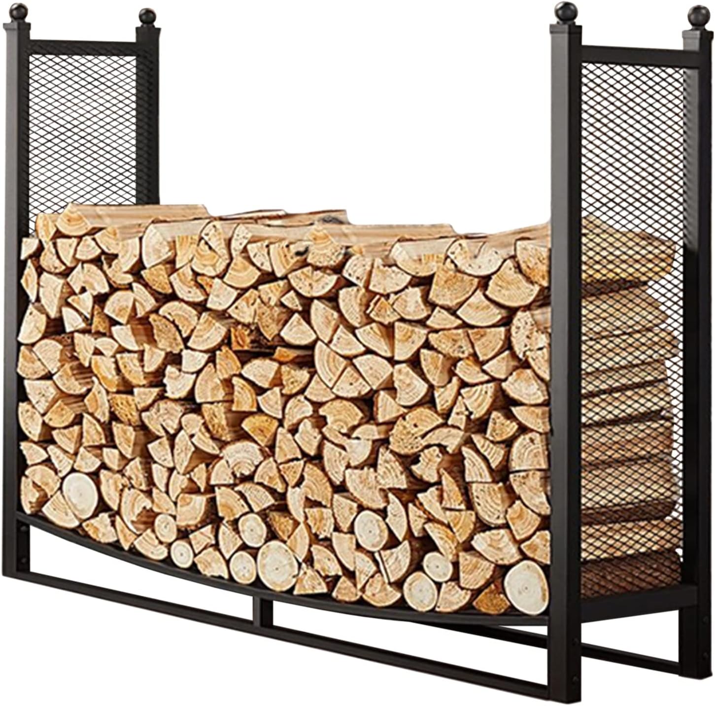Heavy Duty Log Rack, Metal Lumber Storage Carrier Organizer for Back Porch Deck, Firewood Holder for Indoor/Outdoor Fire Place