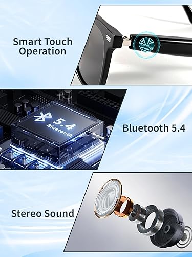 Miniatura 7 de Gafas inteligentes para hombres y mujeres, gafas Bluetooth con altavoz de oreja abierta, lentes de audio inteligentes UV400, asistente de