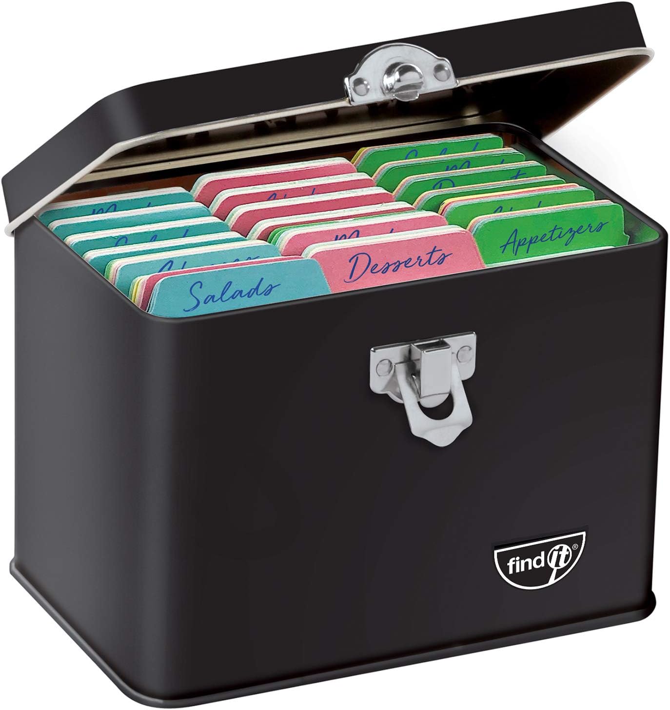 Find-It Tabbed Index Cards, 3 x 5 Inches, Assorted Colors, 288-Pack with Bonus Index Card Box, Black : Office Products