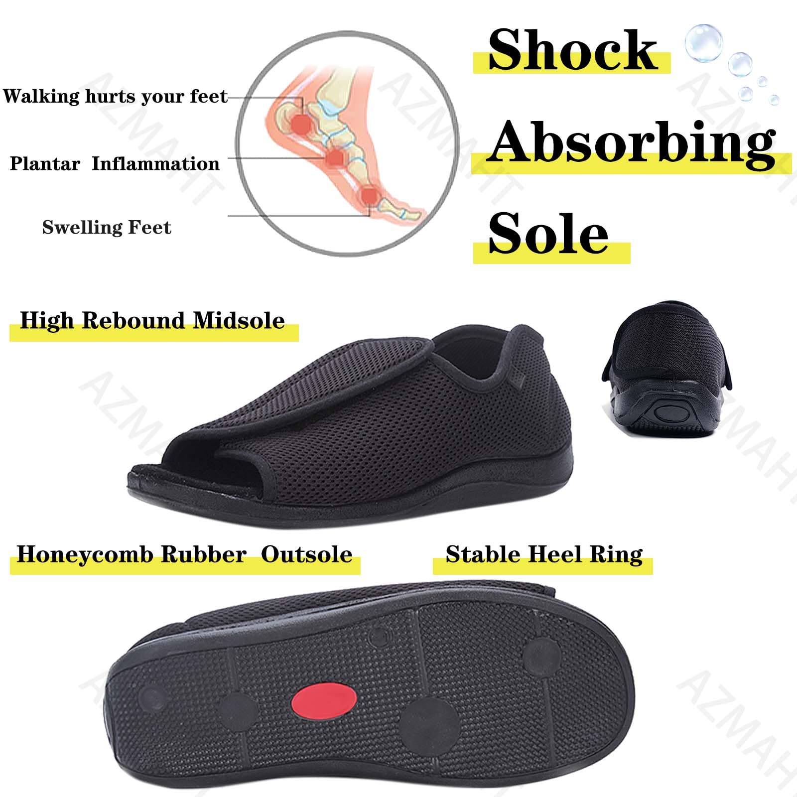 Scarpe sanitarie Uomo Scarpe Ortopediche Donna Scarpa da Passeggio da Donna Ortopedica e gonfia Scarpe sanitarie Uomo Traspiranti Scarpe da Passeggio in Rete Traspirante,Grigio,42.5EU