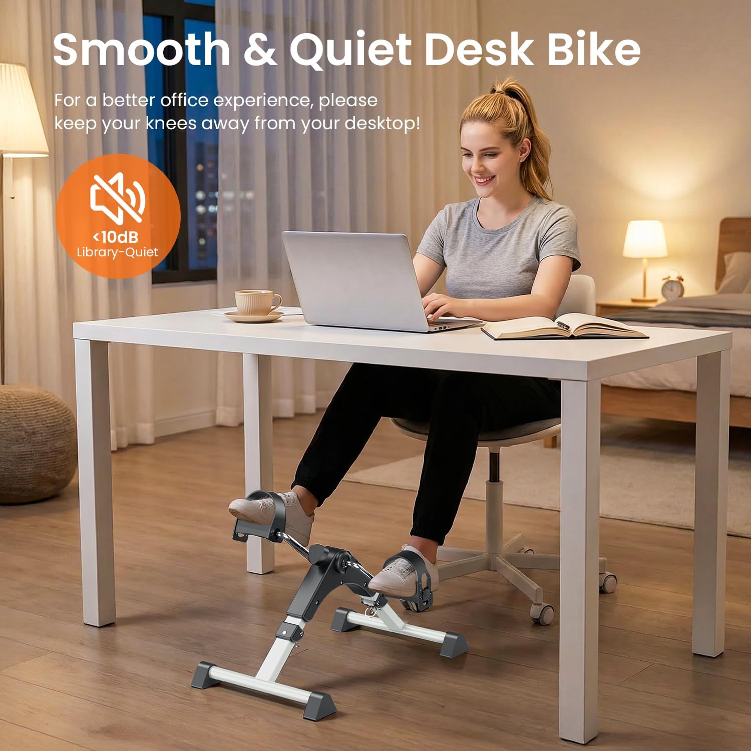 OWLSKY Under Desk Bike Pedal Exerciser Mini Bike for Leg/Arm Bike Foldable Peddler with LCD Display for Home