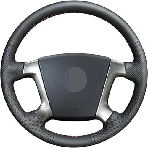 DIY Hand-Stitched Black Leather Car Steering Wheel Cover Accessories,for Chevrolet Epica 2006-2011 Car Decor,Black