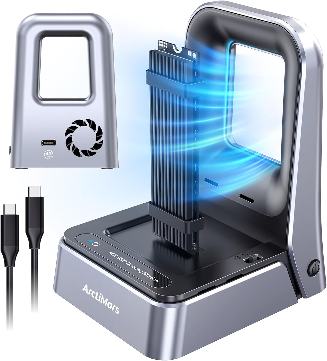 Tool-Free M.2 NVMe & SATA to USB C 20Gbps Docking Stationfor M Key, B+M Key Support 2280 2260 2242 2230 SSDs (2628-40GB Dock)