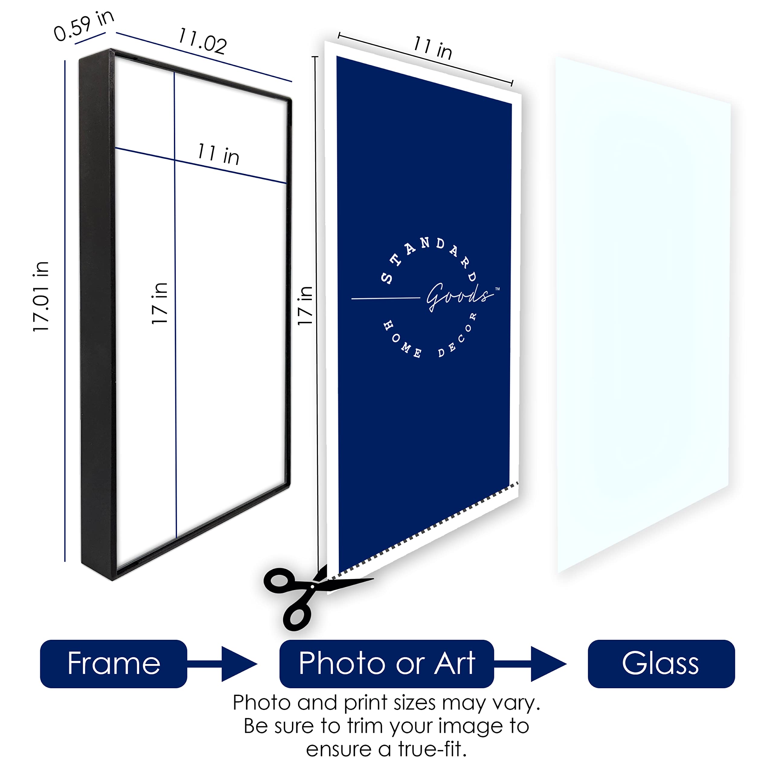 Snap Cornici Frontali 11x17 - Set 4 Pezzi, Plastica Nera, Da Tavolo O Parete - 2