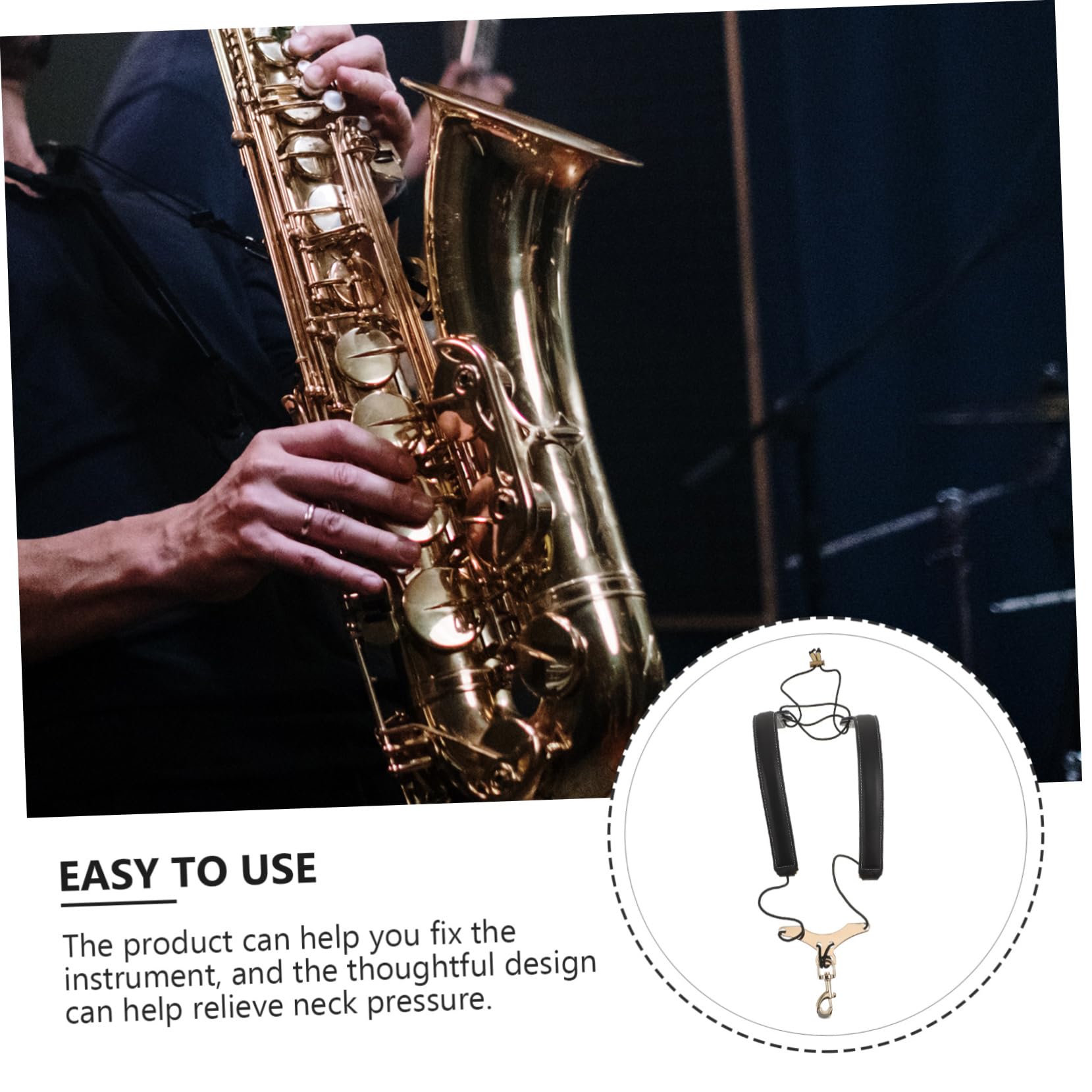 ifundom Tracolla per Sassofono Imbracatura Resistente per Strumento Musicale Accessorio Comodo Design Semplice per Pratica ed Esibizione