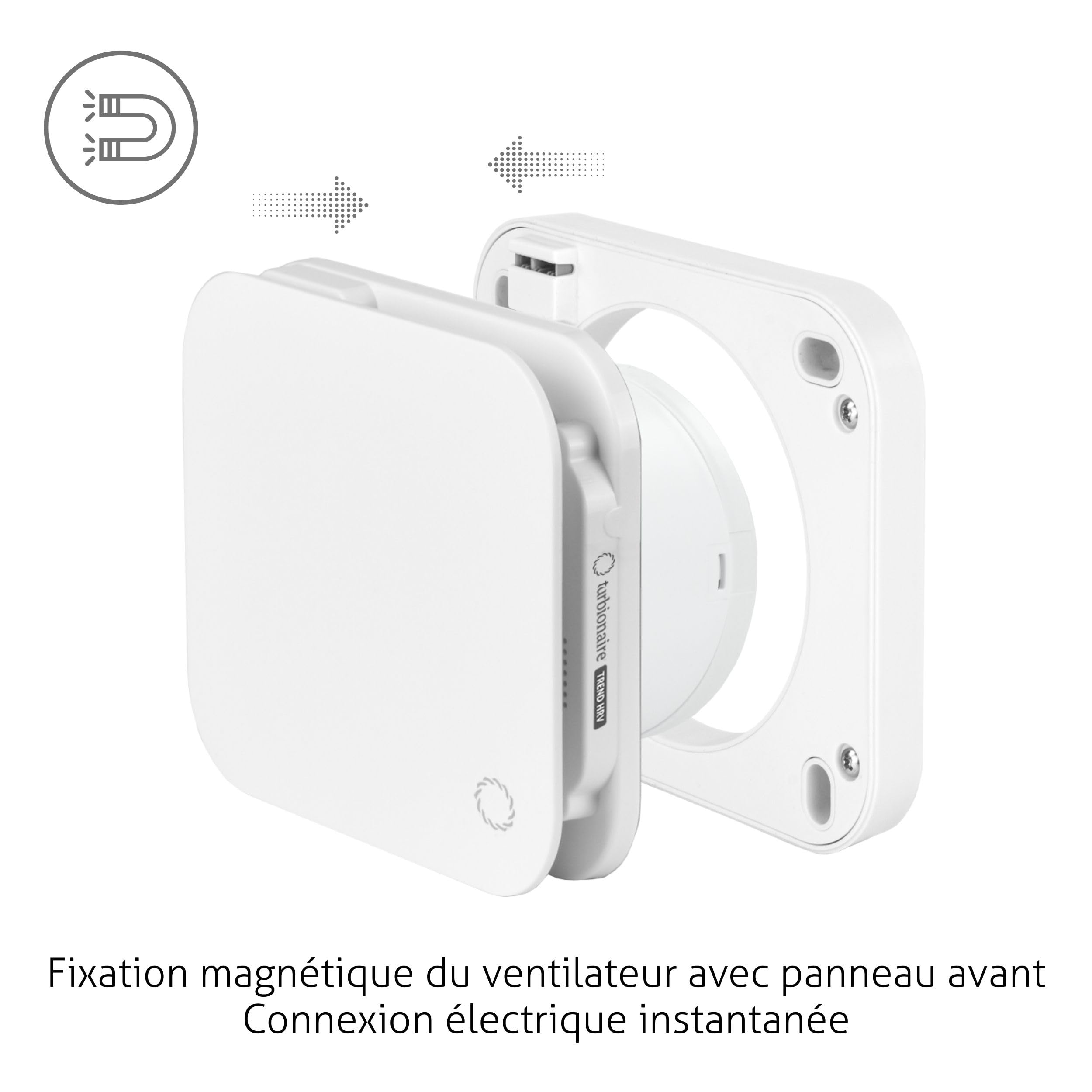 Turbionaire Trend HRV Unite de VMC Décentralisée à flux alternatif, Récupérateur de Chaleur Céramique, Capteur d'Humidité, Télécommande, Minuterie, 8 Vitesses, 100 mm, Silencieuse, Garantie 3 ans