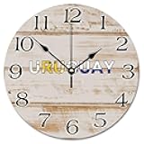 Guangpat Uruguay Farmhouse Wall Clock Uruguay Flag Country City Souvenir Large Wooden Wall Clocks Battery Operated 10 Inch Quiet Vintage Hanging Clock Wall Decor Gift for Foreign Friend