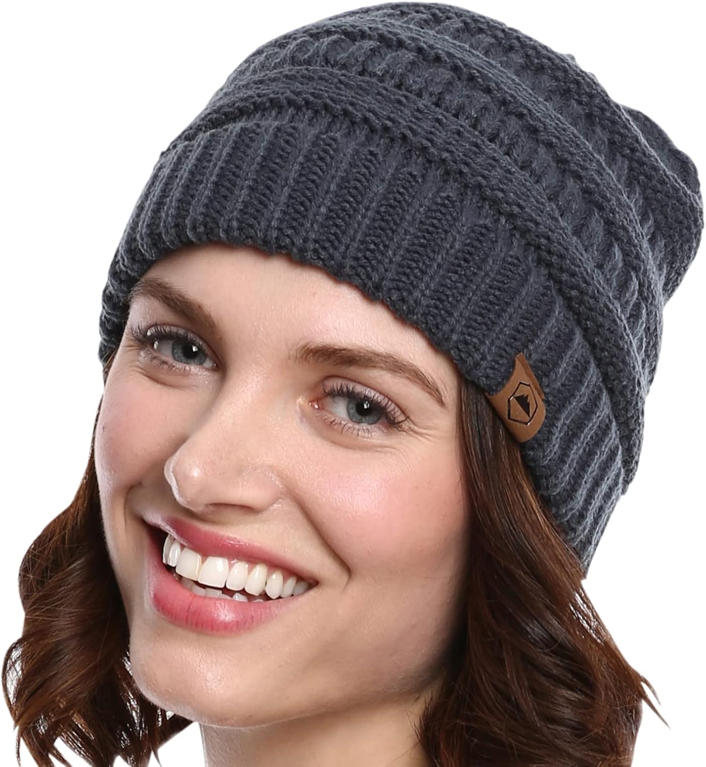 DANMY Chapeaux D'hiver Pour Femmes, Bonnet Chaud Et Doux En Tricot Torsadé Pour Femmes, 2 Pièces - Beige Et Noir, Taille Unique