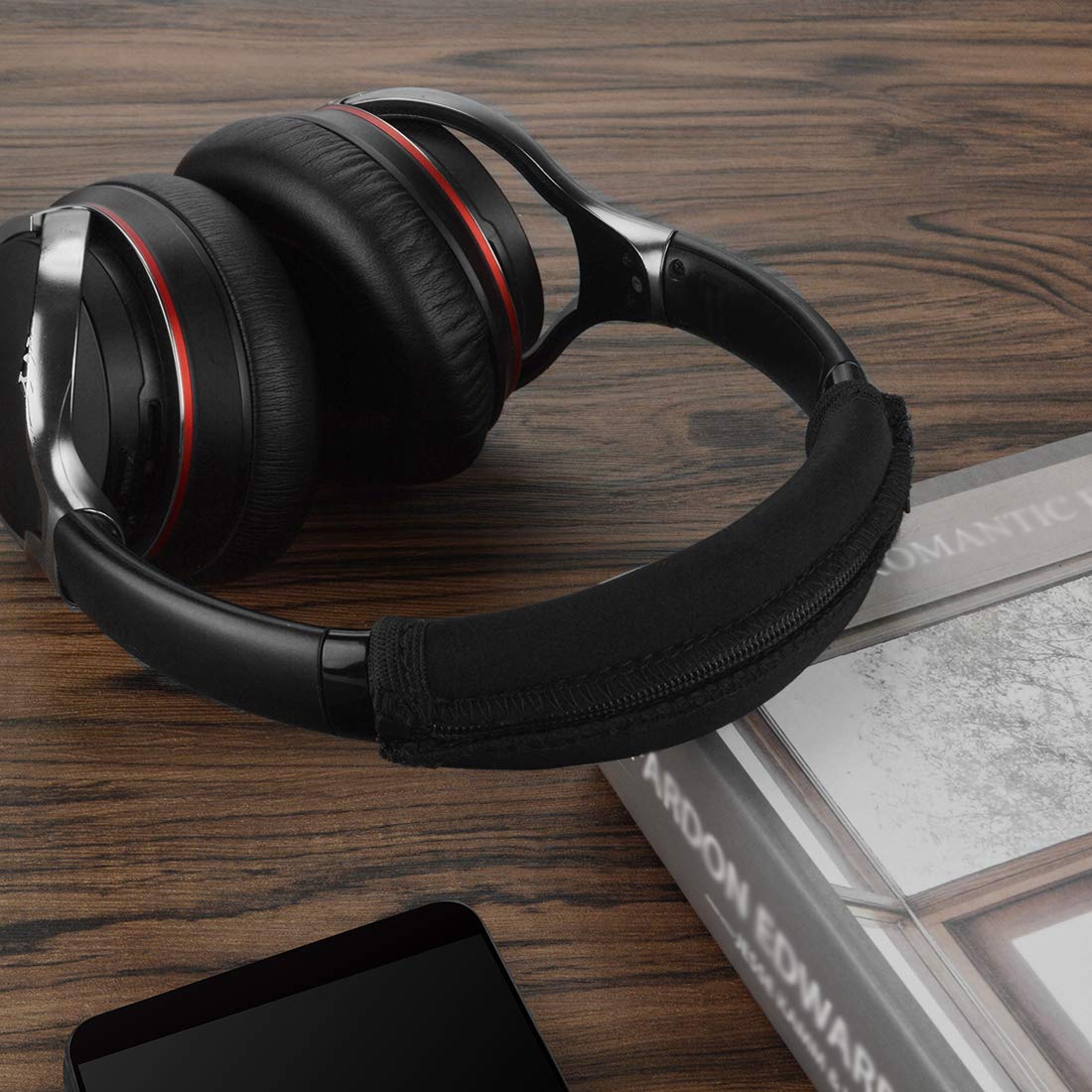 Geekria QuickFit Cuscinetti Auricolari Per Sony MDR-1AM2 – Memory Foam, Pelle Proteica, Neri Con Anello Plastica