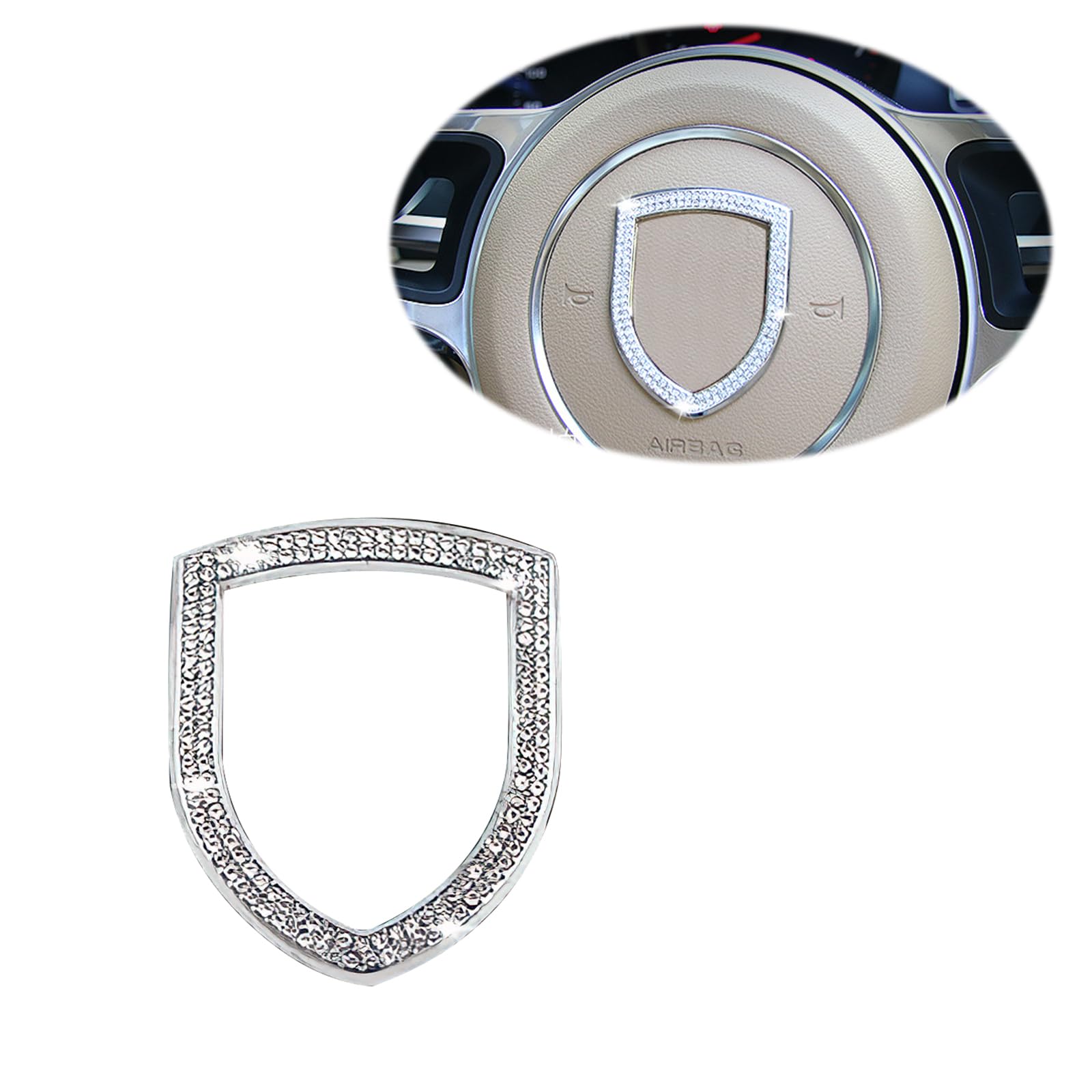KUNIO Emblema Volante Bling Con Cristalli E Strass Per Porsche Cayenne Panamera – Adesivo Decorativo Oro - 4