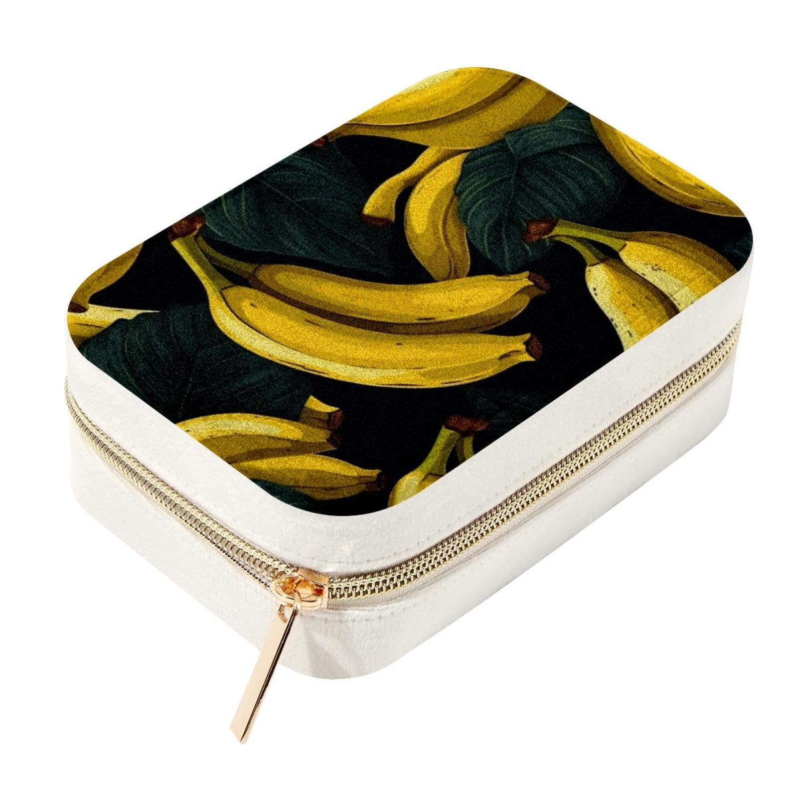Boîte à bijoux élégante avec finitions soignées et motif banane