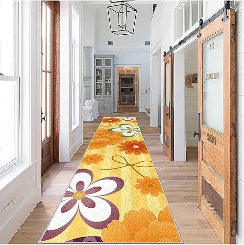 Miniatura 5 de QWINEE Alfombra larga con estampado floral, alfombra de pasillo para cocina, de secado rápido, alfombra de entrada para puerta delantera,