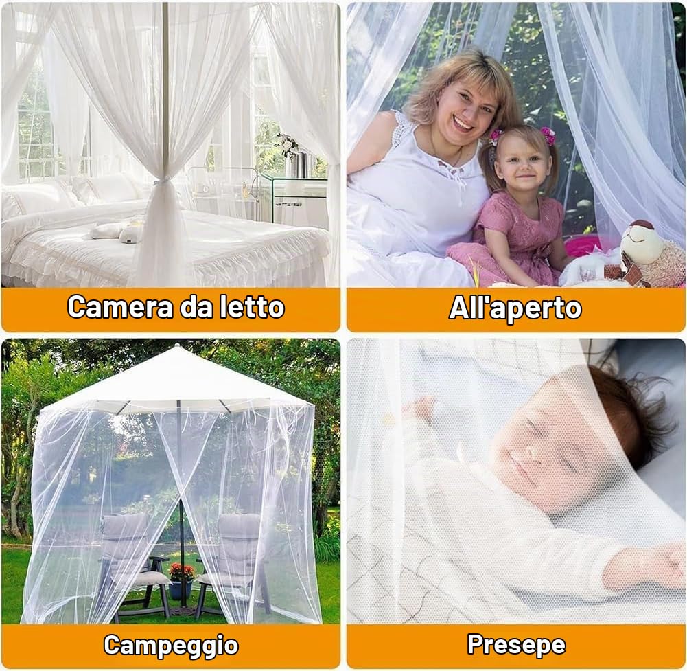 Zanzariera sul letto, Grande Lusso Principessa Letto a baldacchino Viaggio Zanzariera Biancheria Letto Zanzariera Tre Aperture Laterali per Camera Letto all'aperto Patio Amaca (150x200x200)