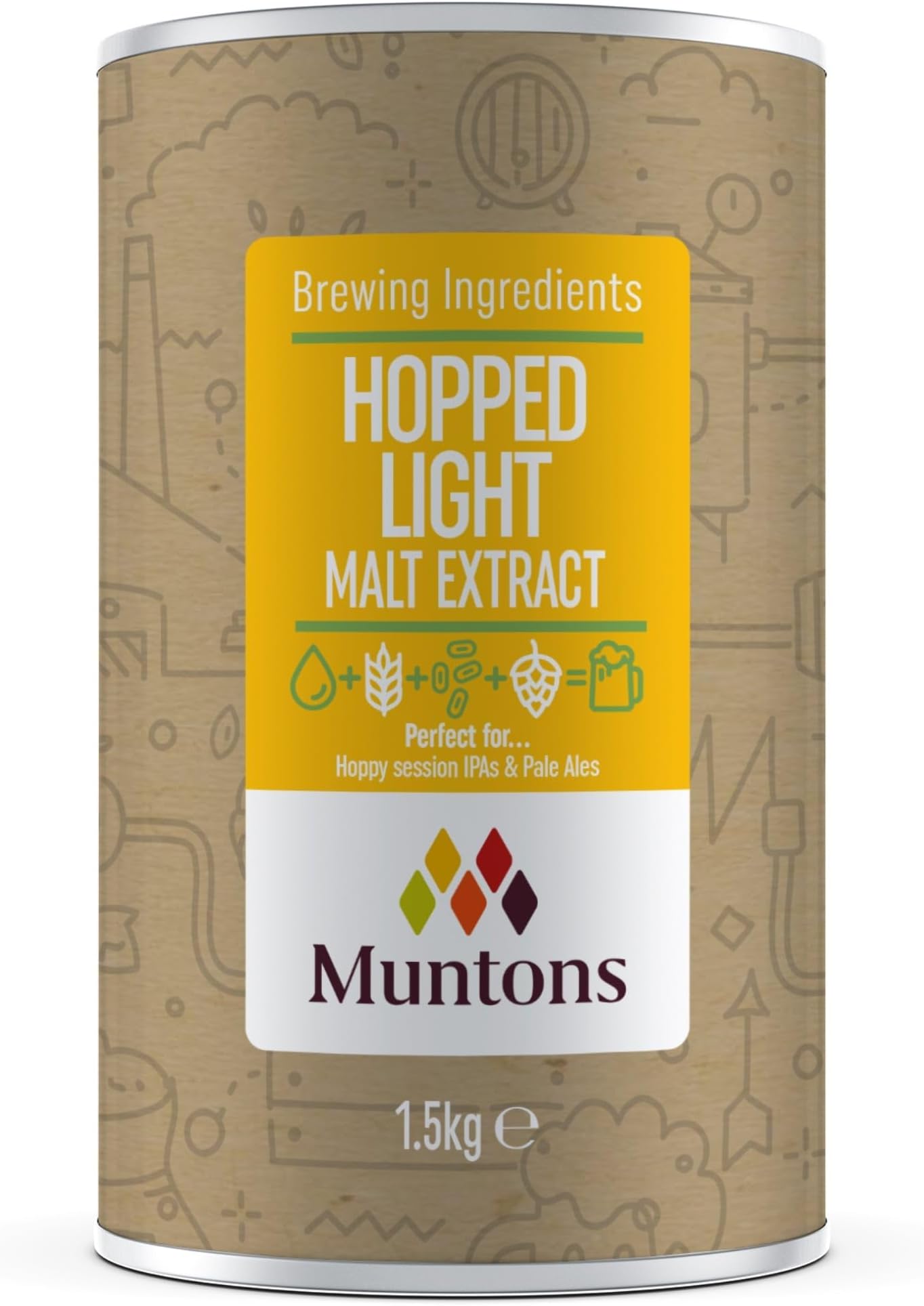 Muntons Brewing Ingredients - Malt Extract Hopped Light - Elevate Your Brewing with Balanced Flavours (1.5 kg | 3.3 lb)