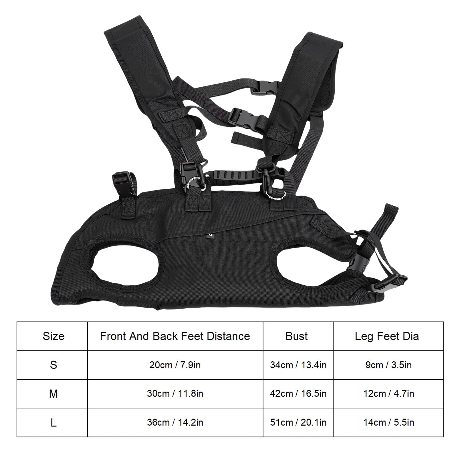 Yctze Harnais de Transport pour Chien de Petite Taille, Sac de Transport pour Tout le Corps, Sangles Respirantes Rembourrées Réglables, Idéal pour les Handicapés, les Blessures Articulaires et les (L)