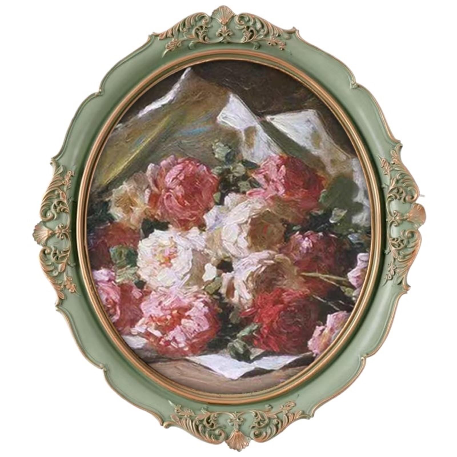 Metal Picture Frame, Vintage Carved Decorative Resin Painting Frame Multicolor Multiple Sizes For Home Decor(Bouquet A,16x20cm)