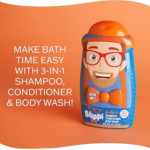 Miniatura 4 de Blippi Taste Beauty - Jabón corporal 3 en 1 para niños, champú y acondicionador, 14 onzas, aroma a bayas mixtas