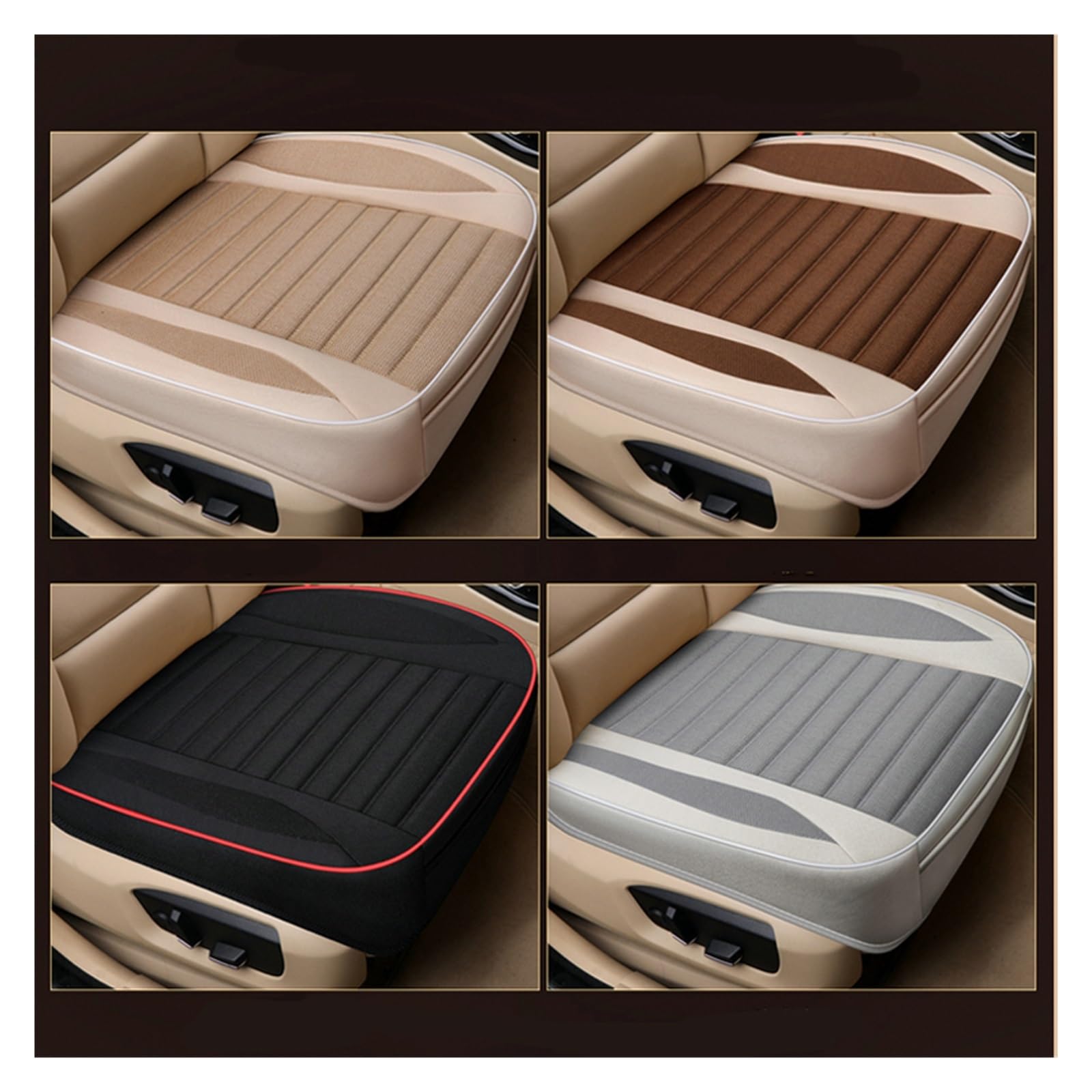 Coprisedile per Auto Four Seasons Cuscino per seggiolino Auto in Lino Traspirante Universale Protezione per Sedile Anteriore/Posteriore。 Copri sedili Auto(Marrone,1xRear Seat Covers)