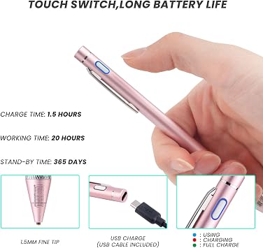 Pencil for Samsung Galaxy Tab A7 A8 A9 A11+ Stylus, Rsepvwy Active Digital Stylus with 1.5mm Ultra Fine Tip Stylus Pen for Samsung Galaxy Tab A7 A8 A9 A11+,Pink