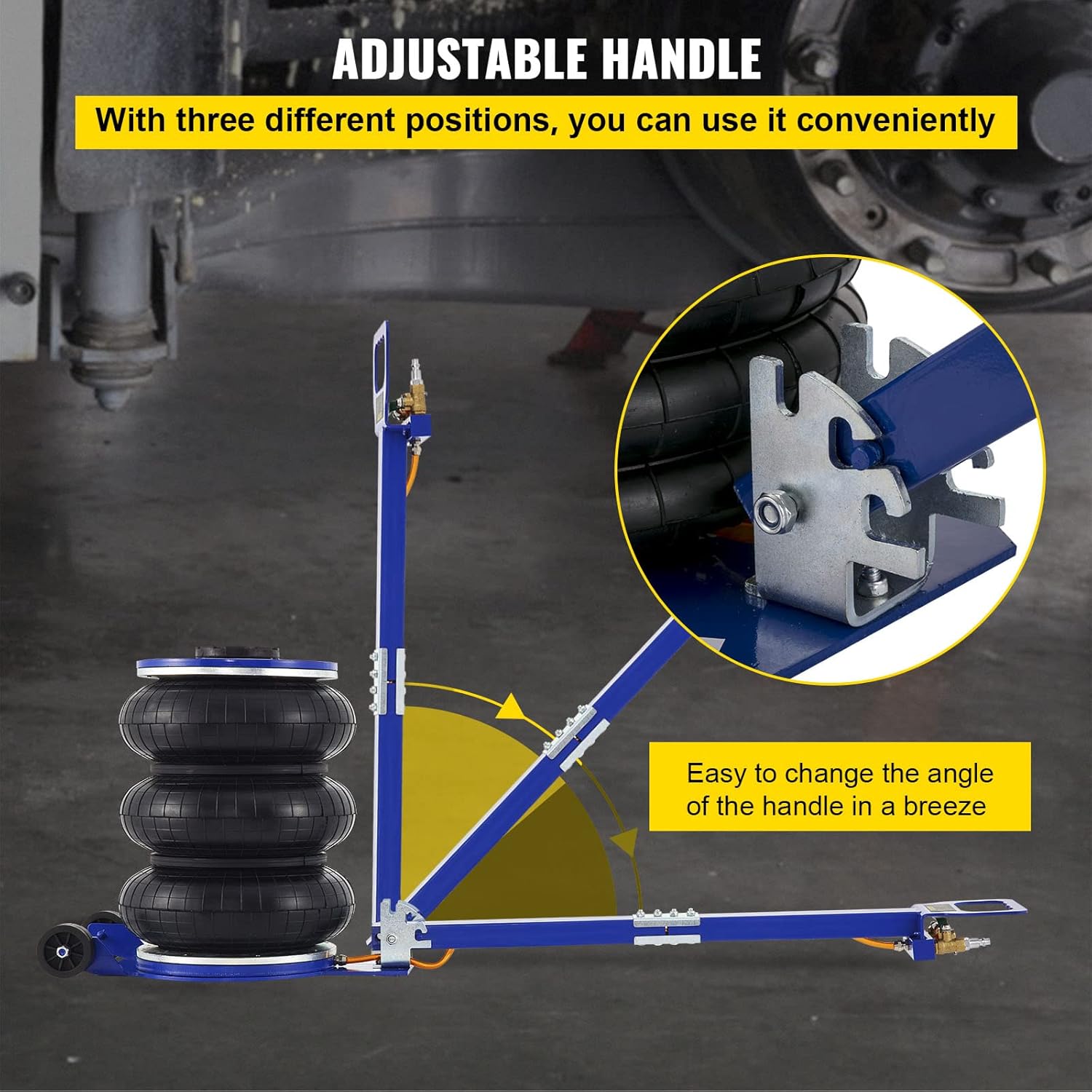 VEVOR Bag Air Jack 11000lbs Capacity Pneumatic Jack Quick Lift 5T, Heavy Duty, Car Repair Jacks and Floor Jacks, Folding Rod Fast Lifting, Triple Bag, with Two Wheels, Quick Car Lifting Jack, Blue : Automotive