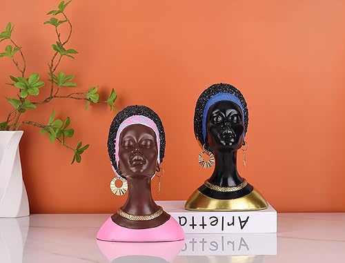 Miniatura 8 de Estatuas y esculturas africanas, esculturas de busto femenino afroamericano, estatuas creativas de resina para sala de estar, mesa de café, estante
