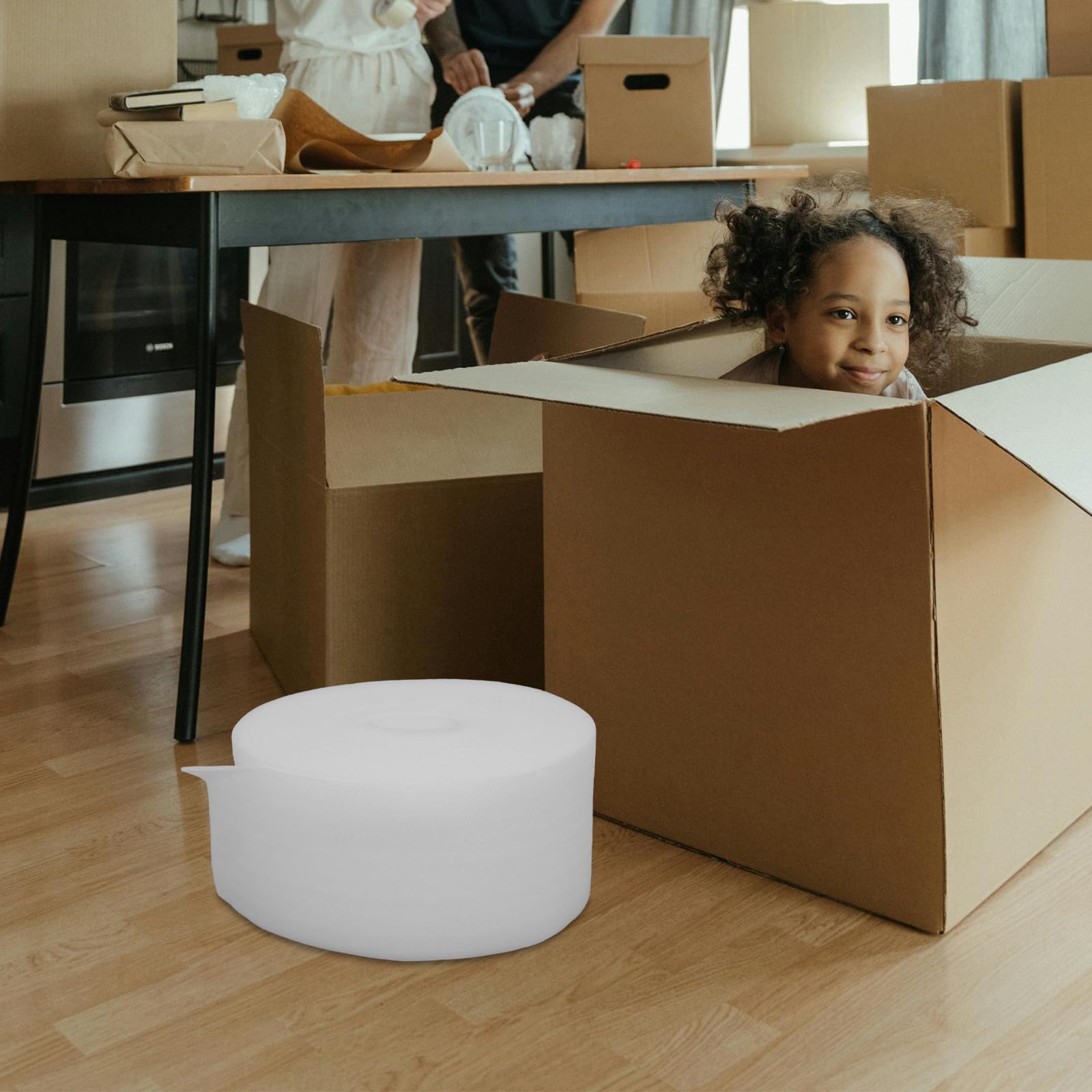 DOITOOL Rollo de espuma para embalaje: Envoltura de espuma de 25 m x 25 cm de ancho - Materiales de embalaje para artículos frágiles - Láminas de amortiguación para platos, vasos y protección