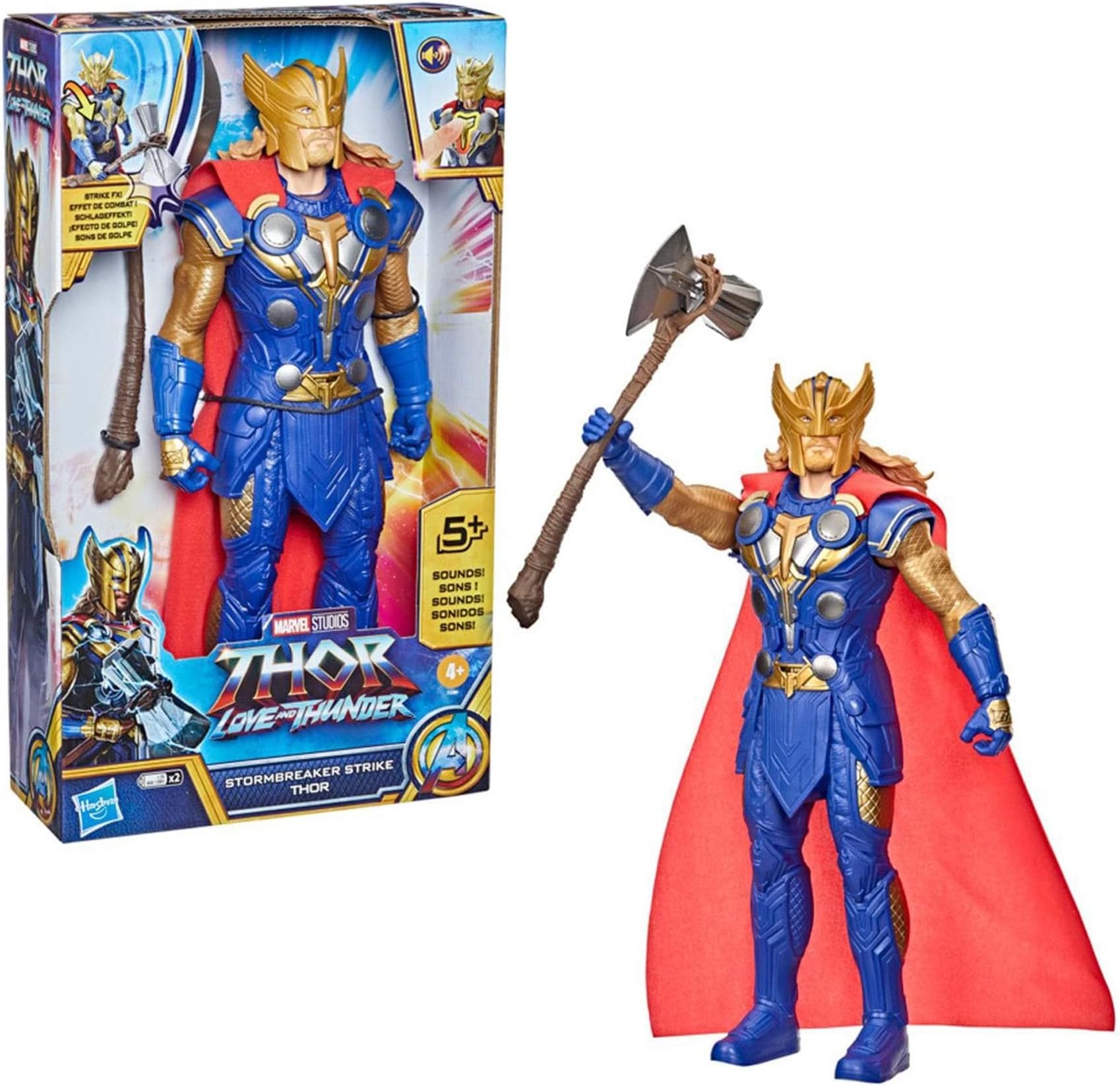 Marvel Studios’ Thor: Love and Thunder Stormbreaker Strike Thor Toy, 12-Inch-Scale Electronic Action Figure, Toys for Kids Ages 4 and Up