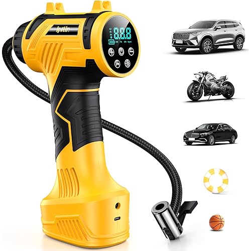 Tire Inflator Portable Air Compressor Built-in Battery - Corded/Cordless Tire Inflator - 9600 mAh & 12V DC, 2X Faster Inflation Handheld Air Compressor, 160PSI Air Pump for Car, SUV, Motorcycle, Ball