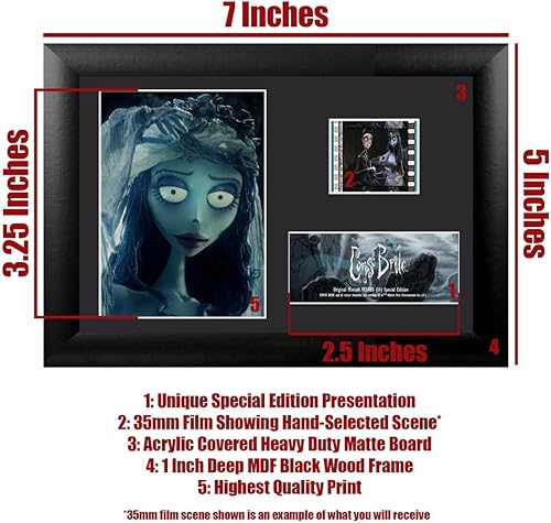 Miniatura 6 de Trend Setters Tim Burton's Corpse Bride - Velo de boda de Emily's - Presentación de escritorio MiniCell de FilmCells de 7 x 5 pulgadas - Con clip