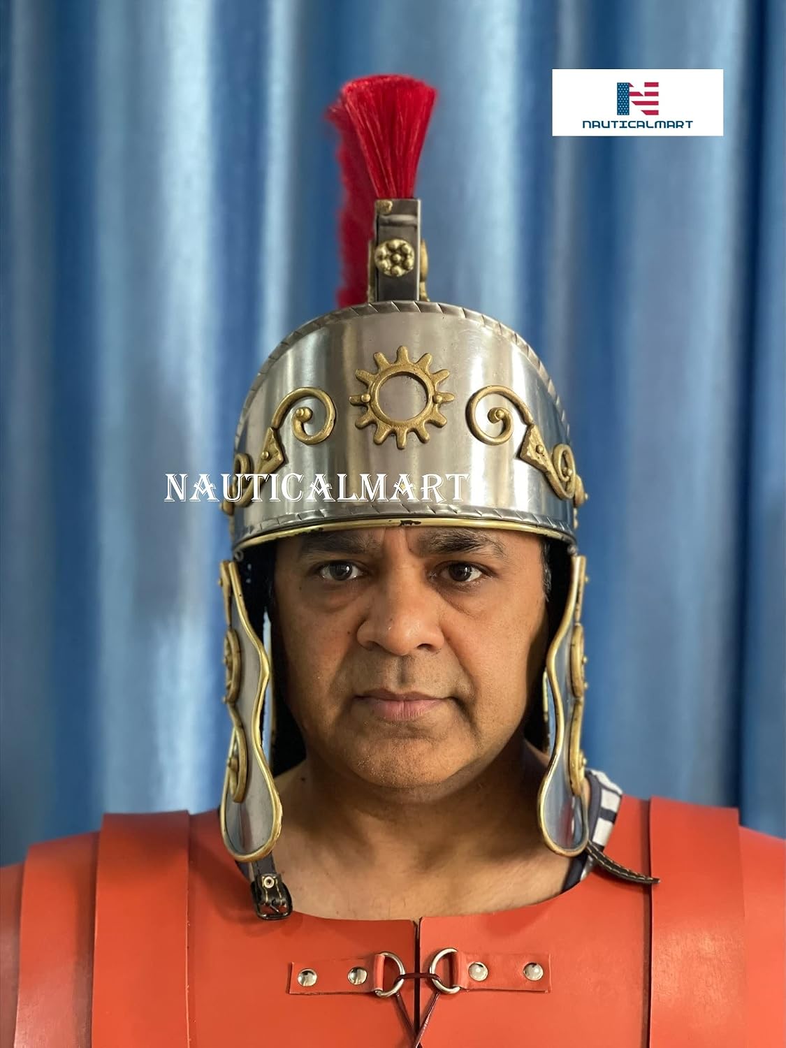 Greco Roman Armor Helmet with Red Plume by Nauticalmart