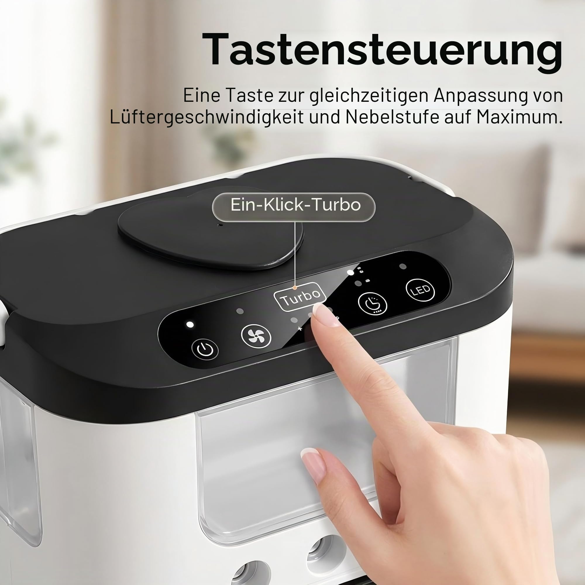 Tragbarer Luftkühler Ventilator, Mini Klimaanlage mit 3 Geschwindigkeiten & 3 Sprühmodi, 600ml Wassertank, RGB Licht, wiederaufladbares Mini-Klimagerät Desktop Ventilator