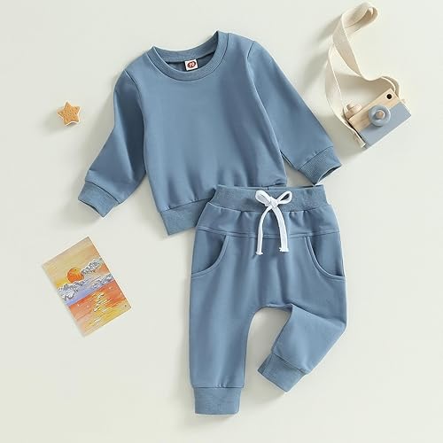 Vista 9 de Mubineo Conjunto de sudadera de manga larga para bebé niño y niña, para otoño e invierno