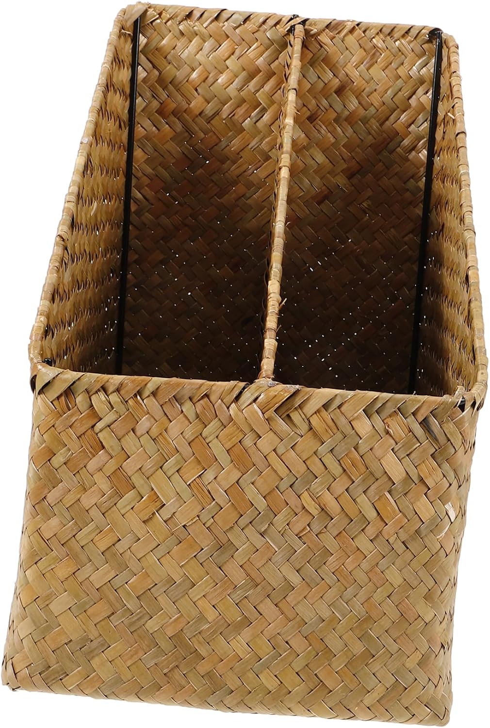 Straw Woven Desktop Storage Basket Organizer Box for Books Sundries Vintage Design for Home Office Functional Storage for Clutter Spaces
