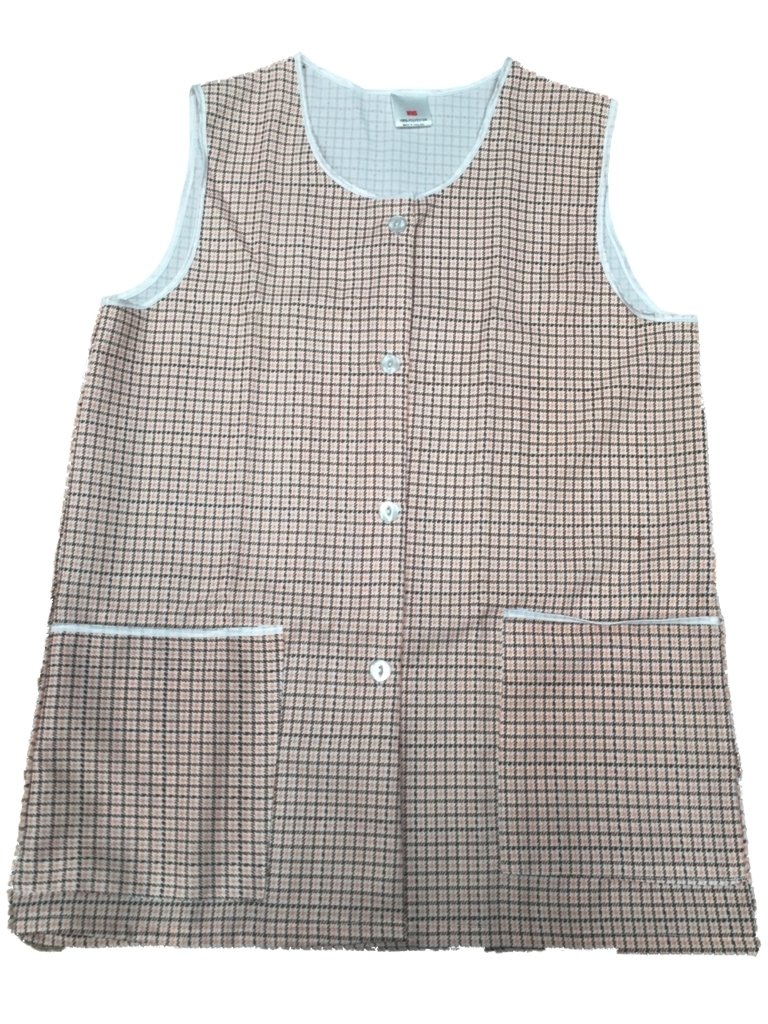 Ladies Classic Dogtooth Pattern Tabard Overall with Front Button Fastening / 5 Colours / 6 Sizes (UK 20/22 (XOS), Brown)