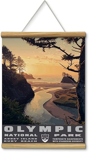 Miniatura 18 de Póster de pared vintage de Great Smoky Mountains National Park de 12 x 16 pulgadas con barras de madera, colgador de cuerda, arte de pared colgante