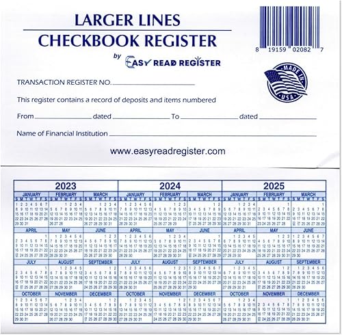 Miniatura 5 de Registros de cheques de líneas más grandes, fabricadas en los Estados Unidos, para chequera personal, baja visión fácil de leer (23-24-25