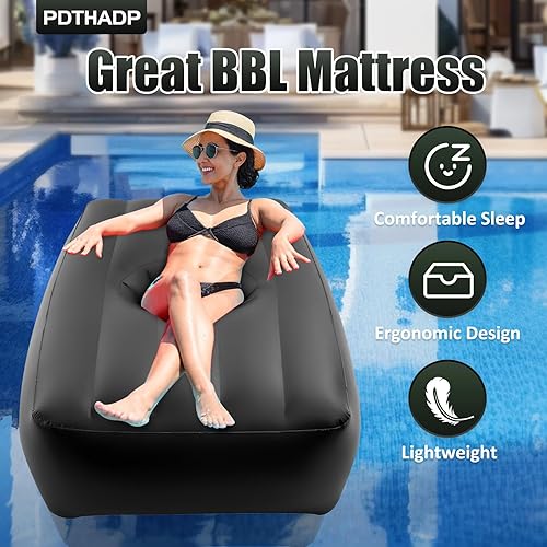 Miniatura 5 de BBL - Cama de 72 x 40 x 17 pulgadas BBL con agujero, cama inflable de PVC ergonómico, cama BBL para después de cirugía para dormir, colchón inflable
