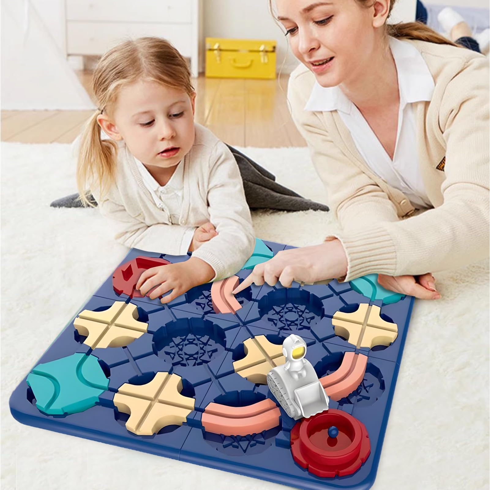 MEBEGINRoad Builder Board Game Toy, Smart Brain Teaser Puzzles with 4 Levels Skill-Building Challenges, Preschool Learning Educational Toy Gifts for Kids Boy Girl 3+